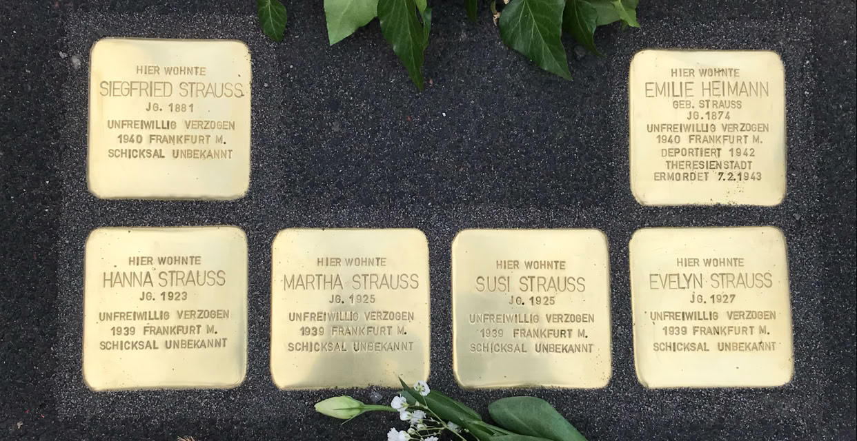 5 Stolpersteine in Bad Brückenau, Familie Strauss